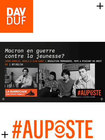#AuPoste   #LaBarricade #3 proposée par Ritchy Thilbault  - Macron en guerre contre la jeunesse? avec Irène Karalis, Angelo & Ilan Gabet - 7 février 2024