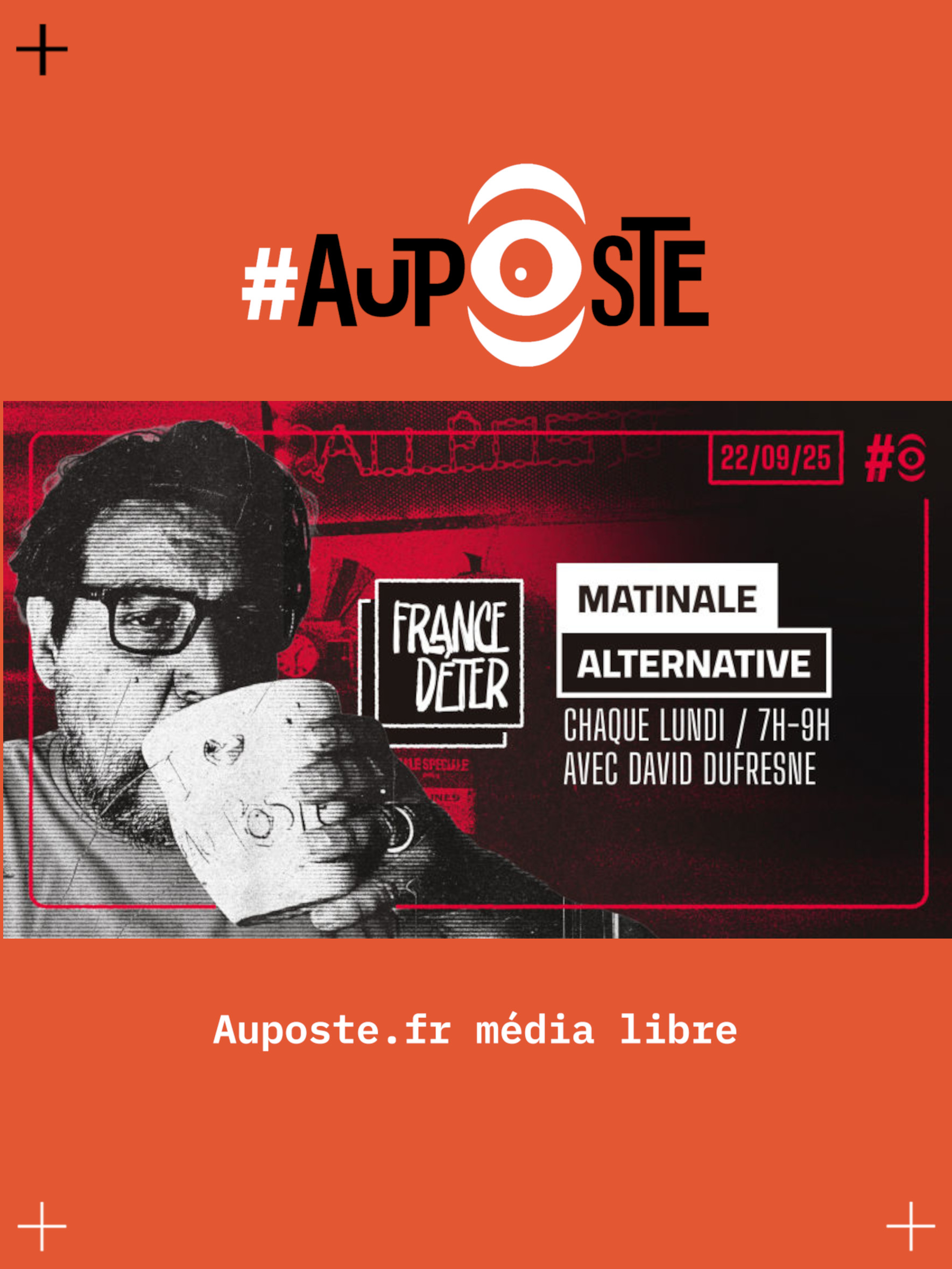 France Déter: la matinale aupostienne. Ce lundi: Jean-François Corty (Médecins du Monde) et Nadège Abomangoli (LFI) - S10E08 - Lundi 22 Septembre 2025